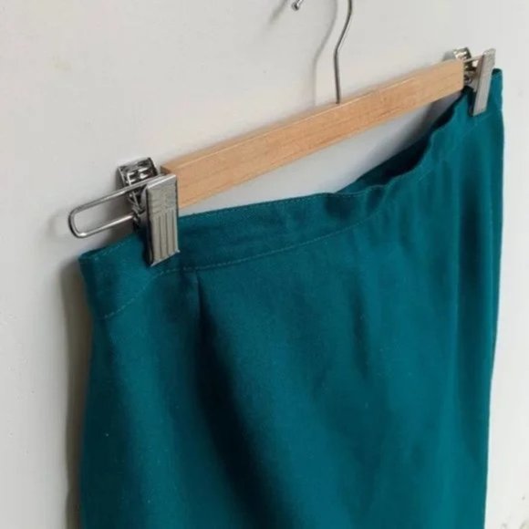 [SOLD] VINTAGE 100% Wool 50's Teal Aqua Jewel Tone High waisted Pencil Skirt - Picture 7 of 10